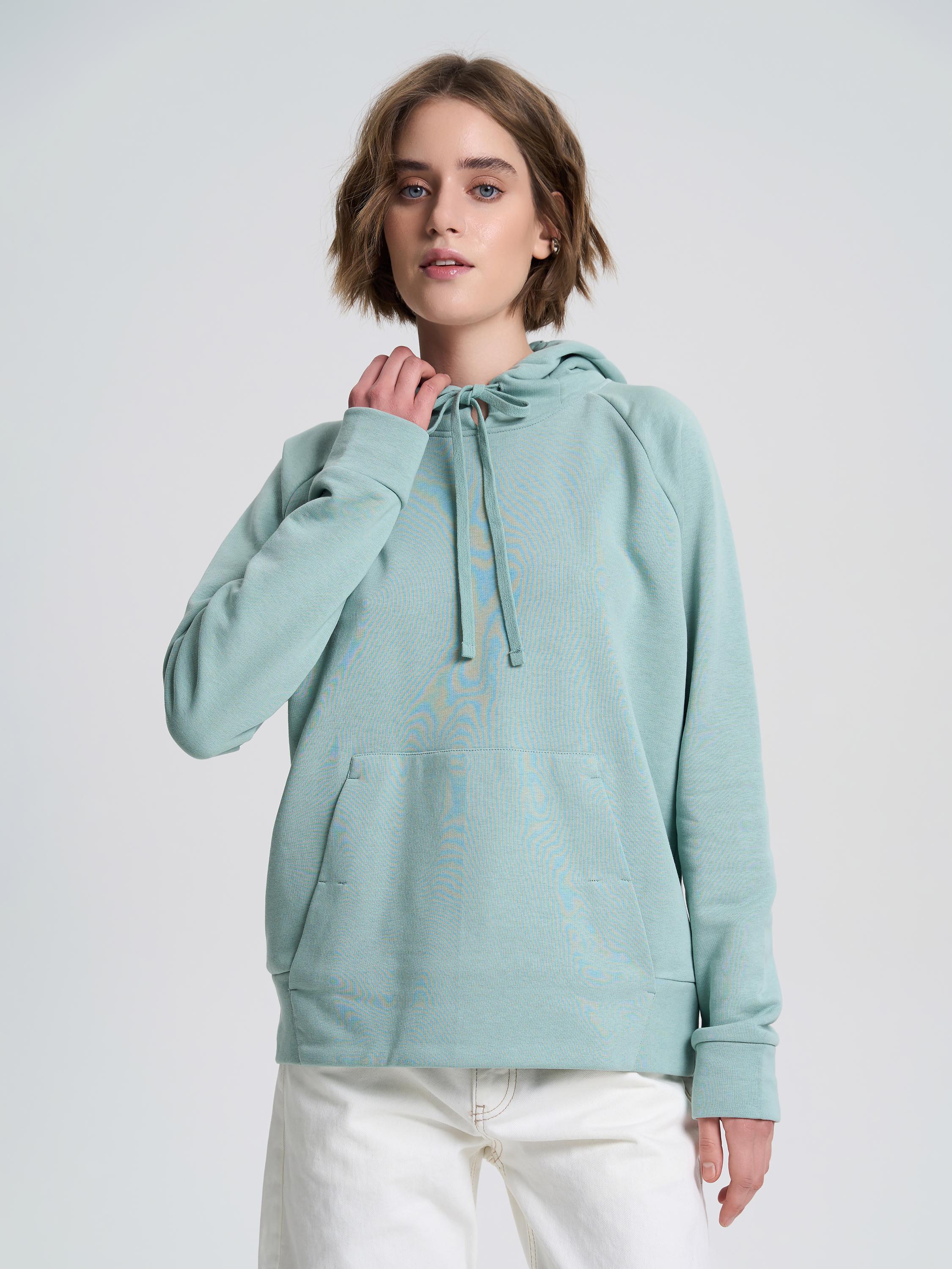 Худі жіноче з акцентним кроєм ROZA 240608 XS Темно-бірюзовий (4824005718625)