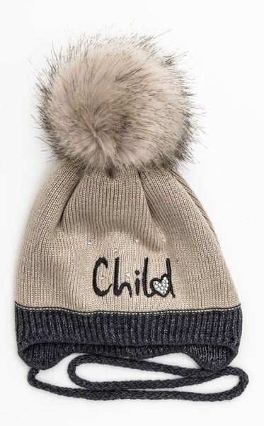 Шапка детская для девочек Сабина D982 флис 44-48 см Бежевый Шапка детская для девочек Сабина D982 флис 44-48 см Бежевый