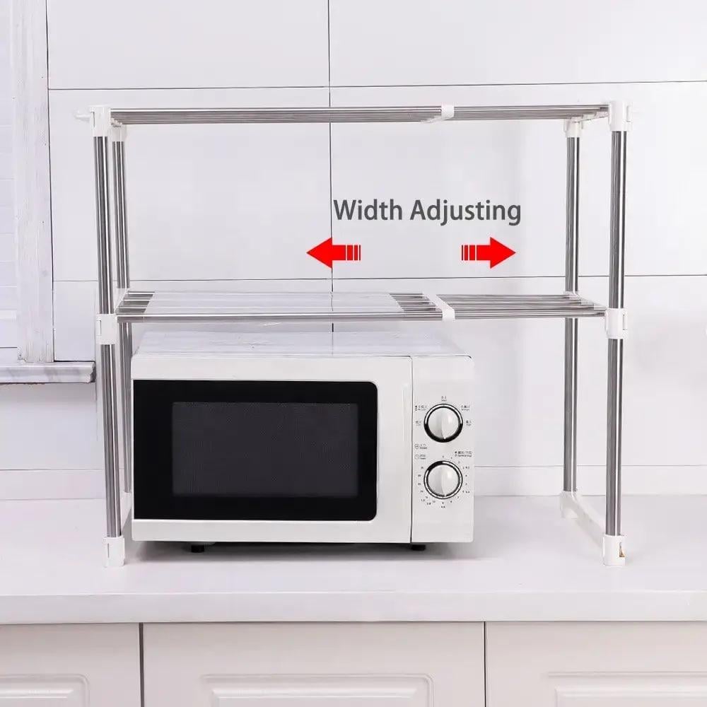 Полиця-органайзер телескопічна настільна для мікрохвильової печі або інших потреб - фото 4 Полиця-органайзер телескопічна настільна для мікрохвильової печі або інших потреб - фото 4