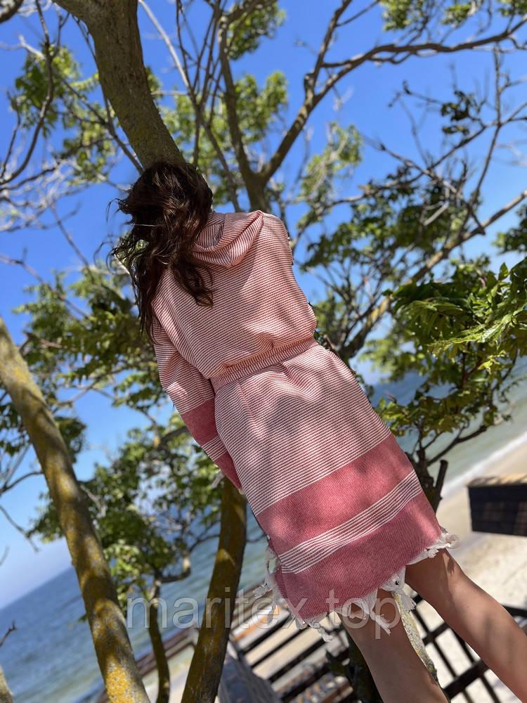 Халат жіночій бавовняний у смужку S-M Червоний (9951-halat) - фото 4 Халат жіночій бавовняний у смужку S-M Червоний (9951-halat) - фото 4