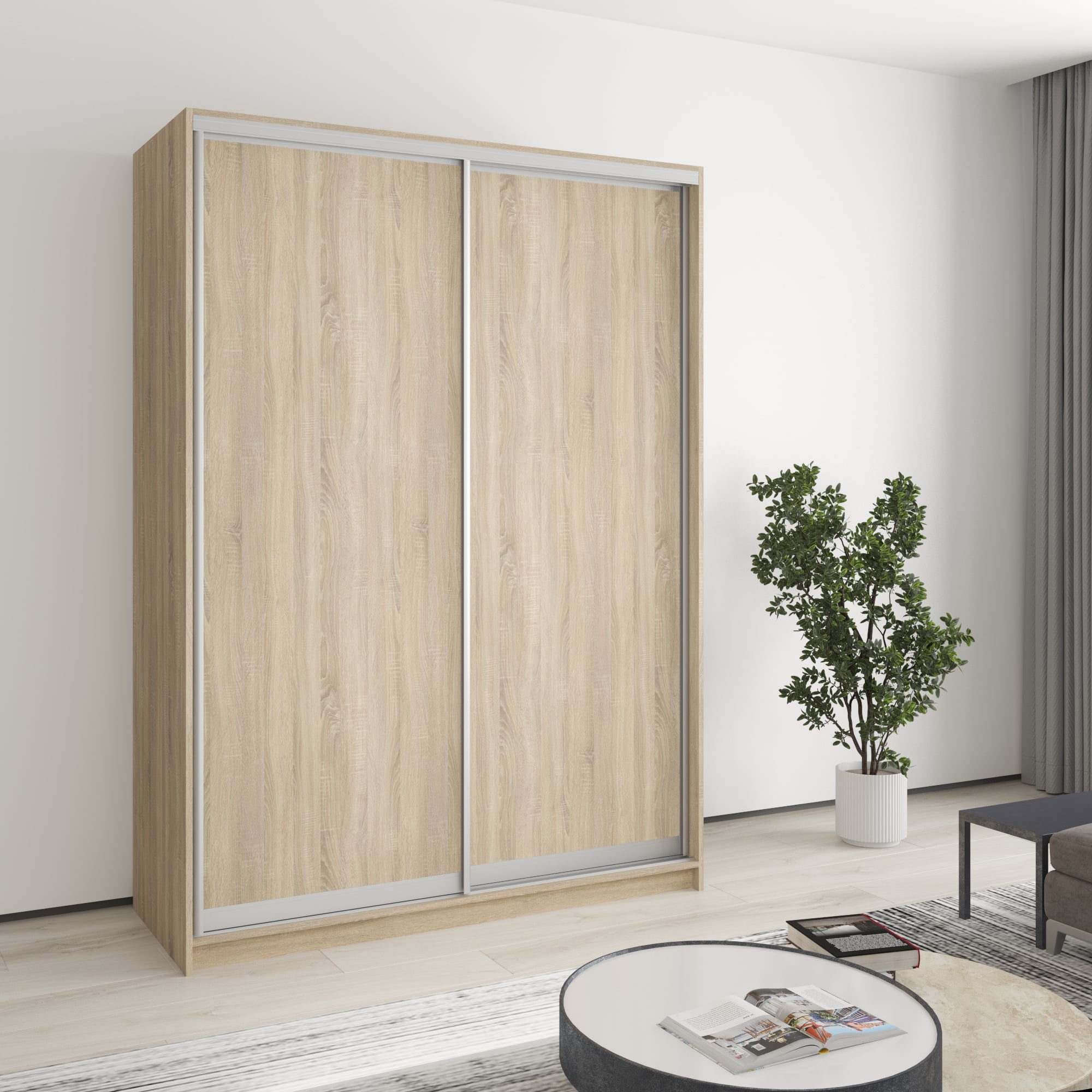 Шкаф-купе двухдверный Mebel Star Стандарт AL MBS-2266 150х45х210 см Дуб сонома (1003220)