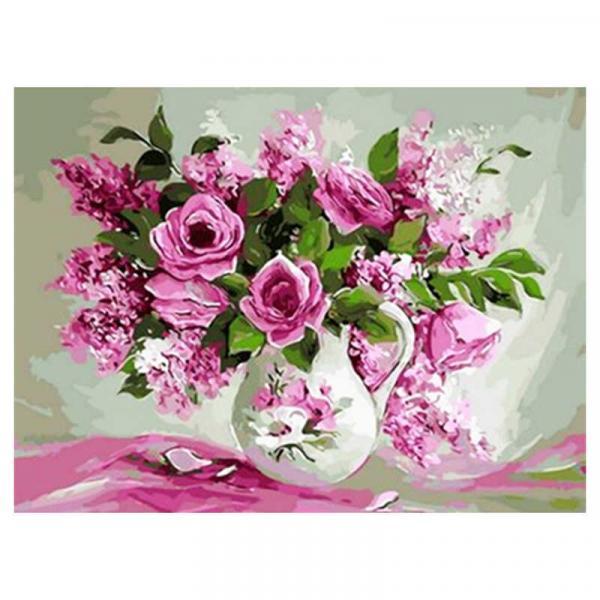 Алмазная мозаика TK Group Букет роз и сирени 40х30 см с рамкой в коробке (GB76507-mt)