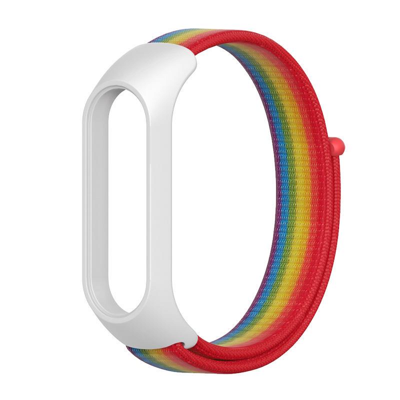 Ремешок MiJobs Радуга нейлоновая для Xiaomi Mi Band 5/6 Белый (1035P)