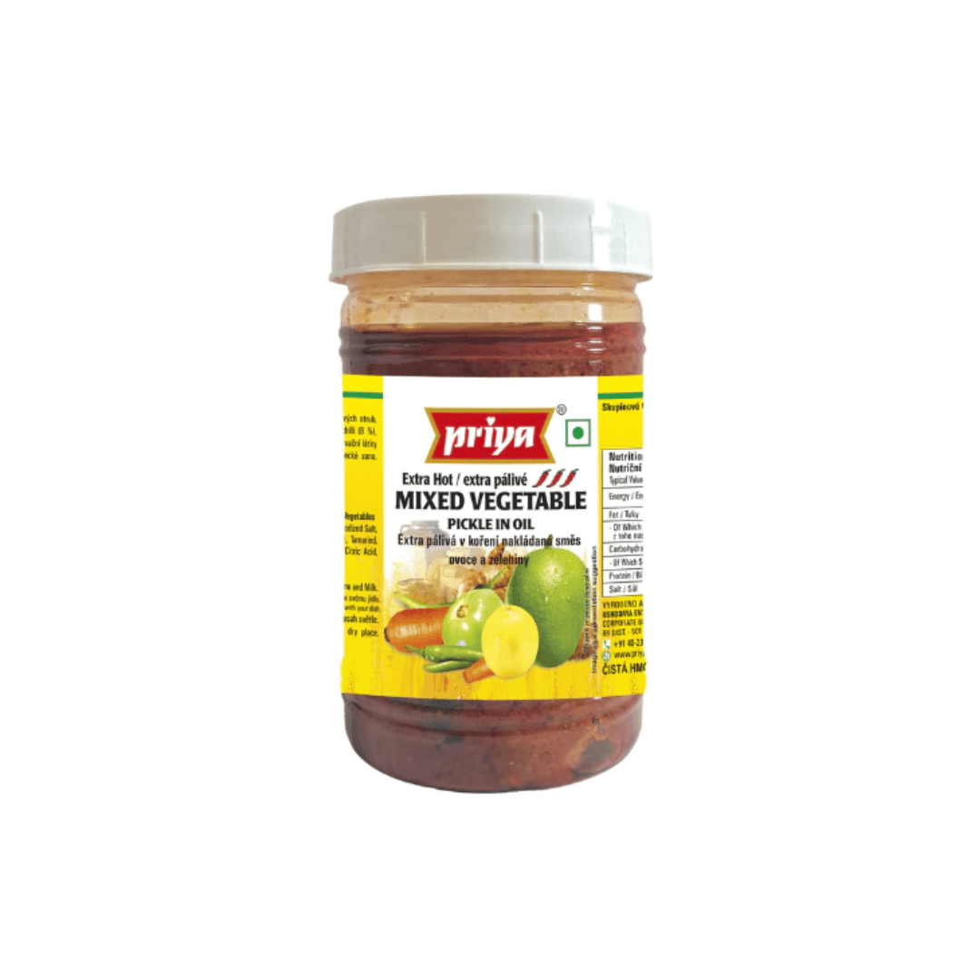 Пікулі Priya Овочевий мікс в олії без часнику дуже гострі 300 г (785018012879)