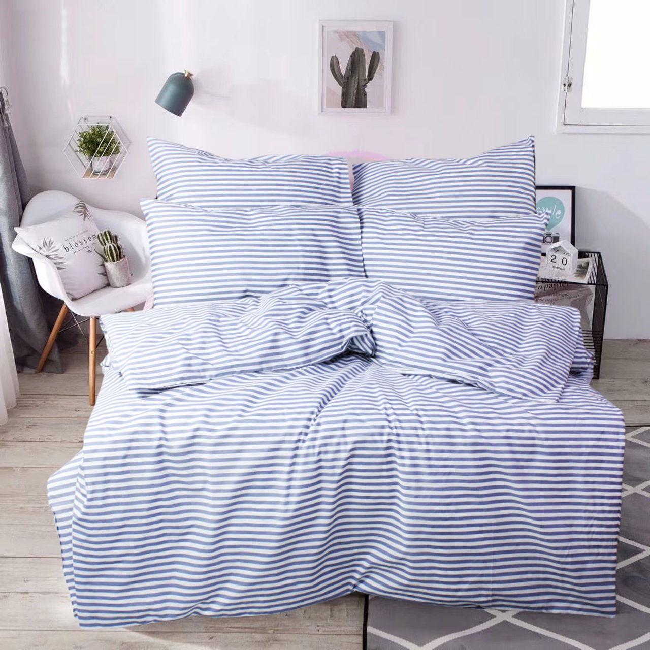 Комплект постельного белья Еней-плюс З0079 семейный Голубой/Белый (159594)