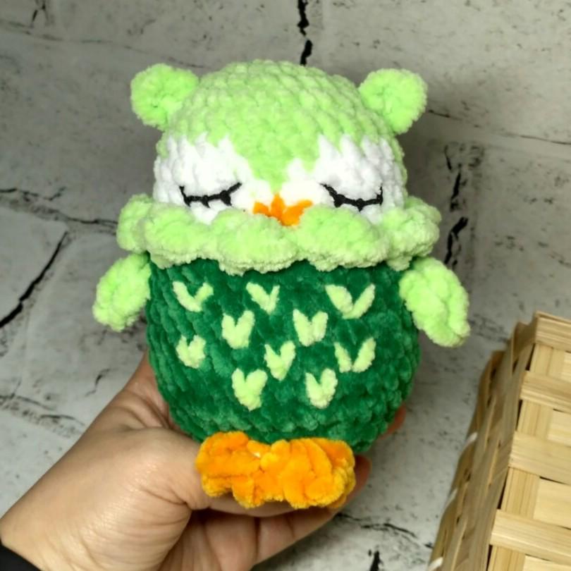 Мягкая игрушка вязаная ручной работы Сова Сплюшка 12 см Зеленый (202-65-1) - фото 2 Мягкая игрушка вязаная ручной работы Сова Сплюшка 12 см Зеленый (202-65-1) - фото 2