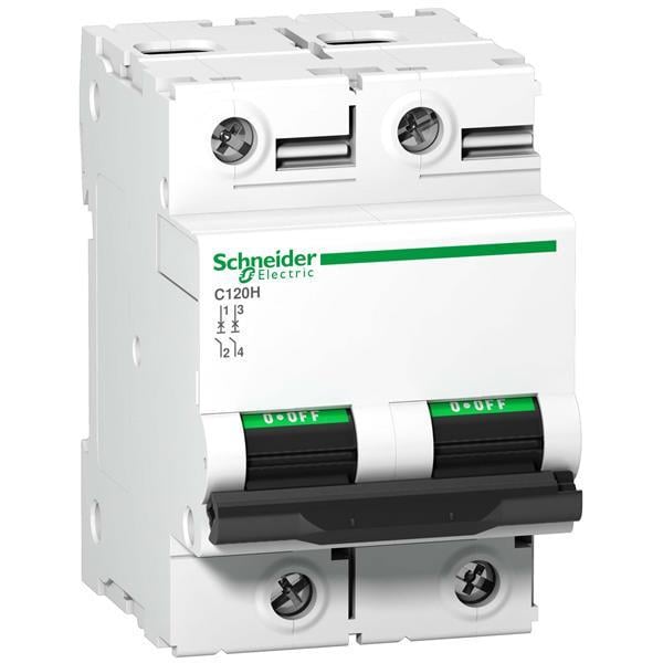 Автоматический выключатель Schneider Electric 63A 15kA 2 полюса тип D A9N18500 Acti9 С120H (12408)