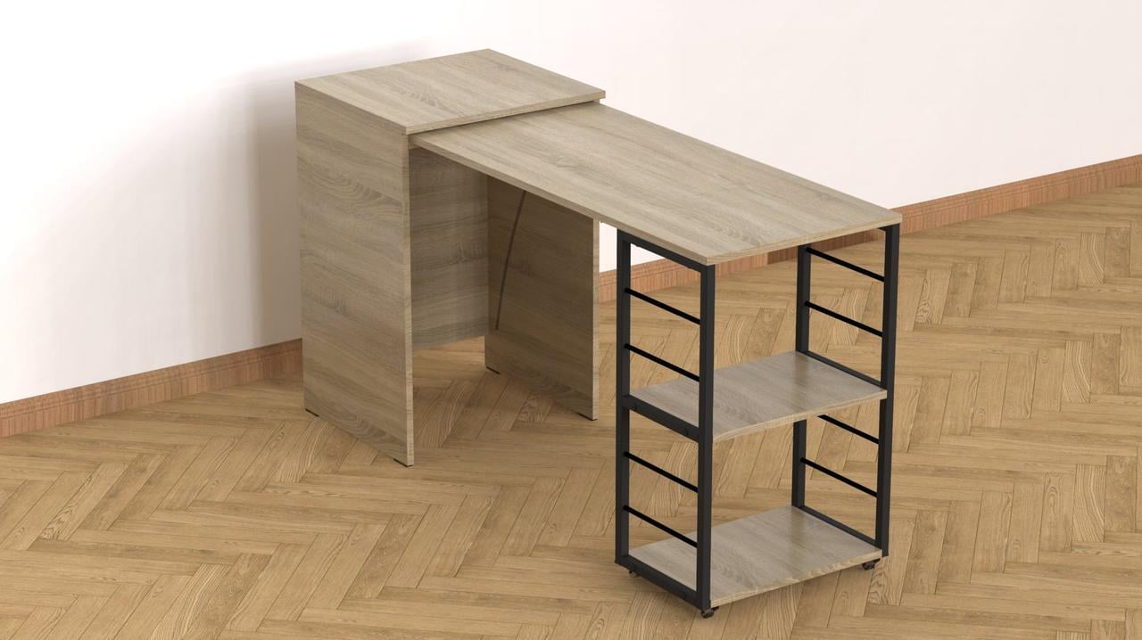 Стіл-тумба трансформер Ferrum-decor Смарт 2/2 метал/ДСП 16 мм 750x1450x600 мм Чорний/Дуб Сонома (FRD-105105) - фото 9 Стіл-тумба трансформер Ferrum-decor Смарт 2/2 метал/ДСП 16 мм 750x1450x600 мм Чорний/Дуб Сонома (FRD-105105) - фото 9