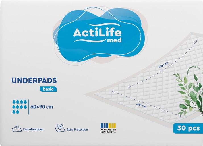 Пеленки гигиенические впитывающие ActiLife Med Basic 60х90 см 30 шт. (2647577667)