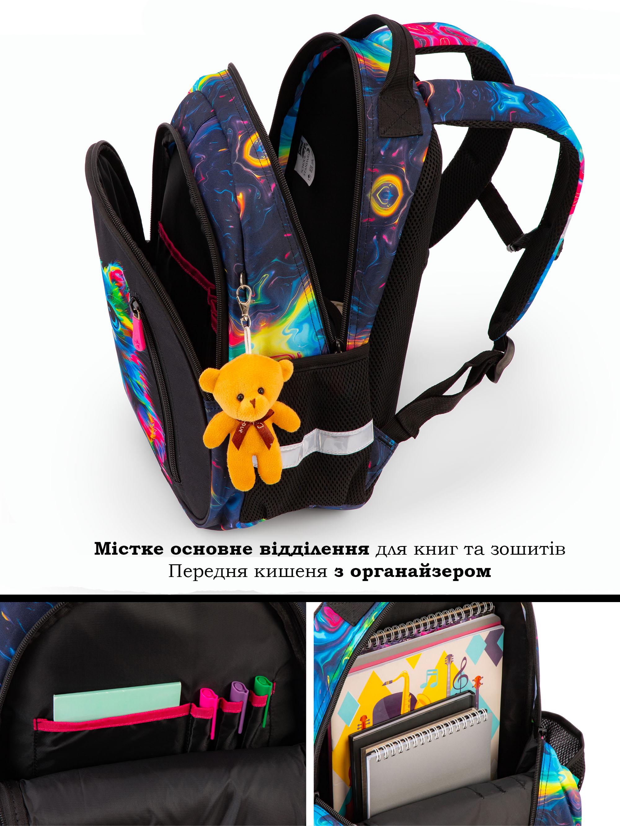 Школьный рюкзак для девочки в 1 класс School Standard Кот с ортопедической спинкой 38х28х16 см (160-18) - фото 4