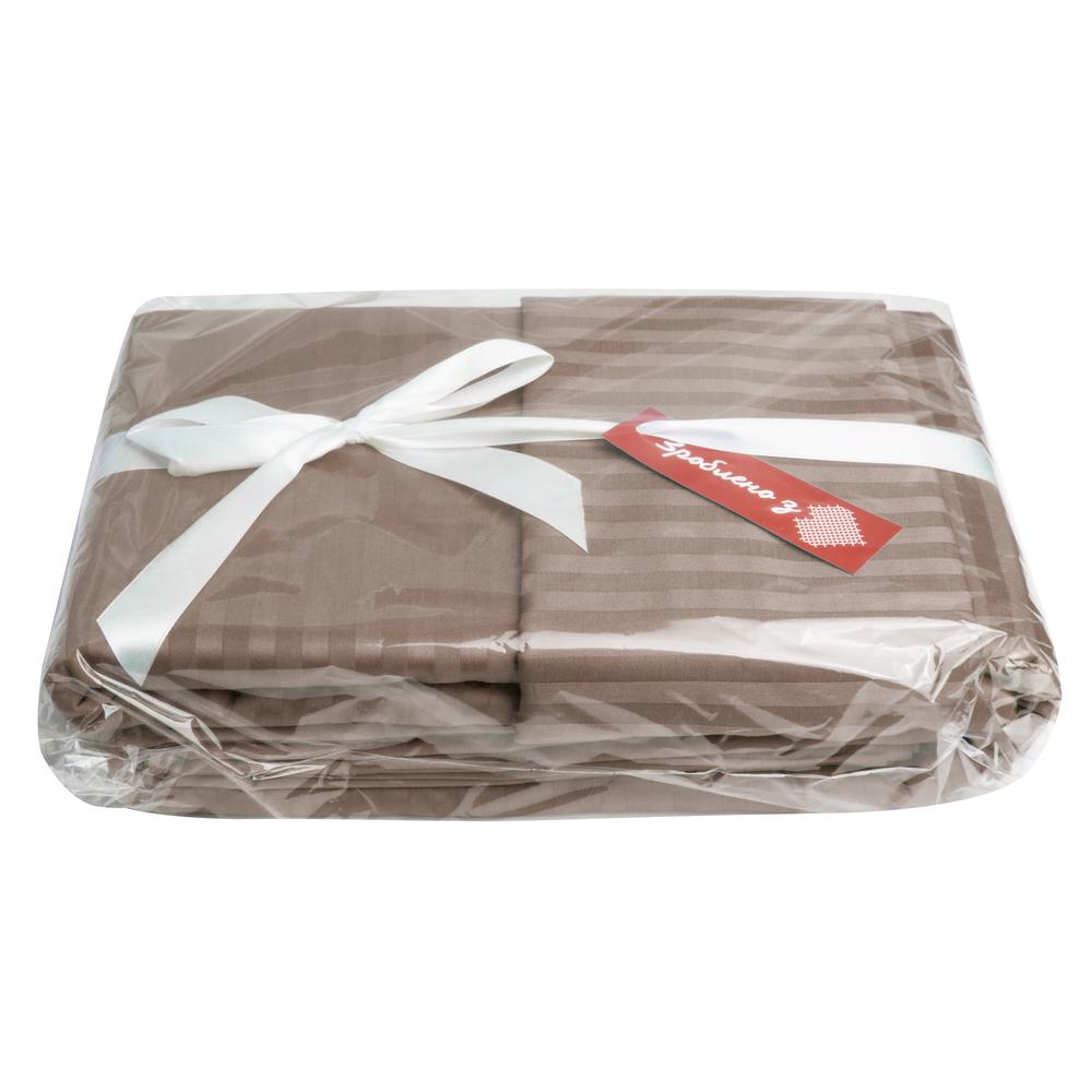 Комплект постельного белья евро сатин в полоску Беж (26025) - фото 6 Комплект постельного белья евро сатин в полоску Беж (26025) - фото 6