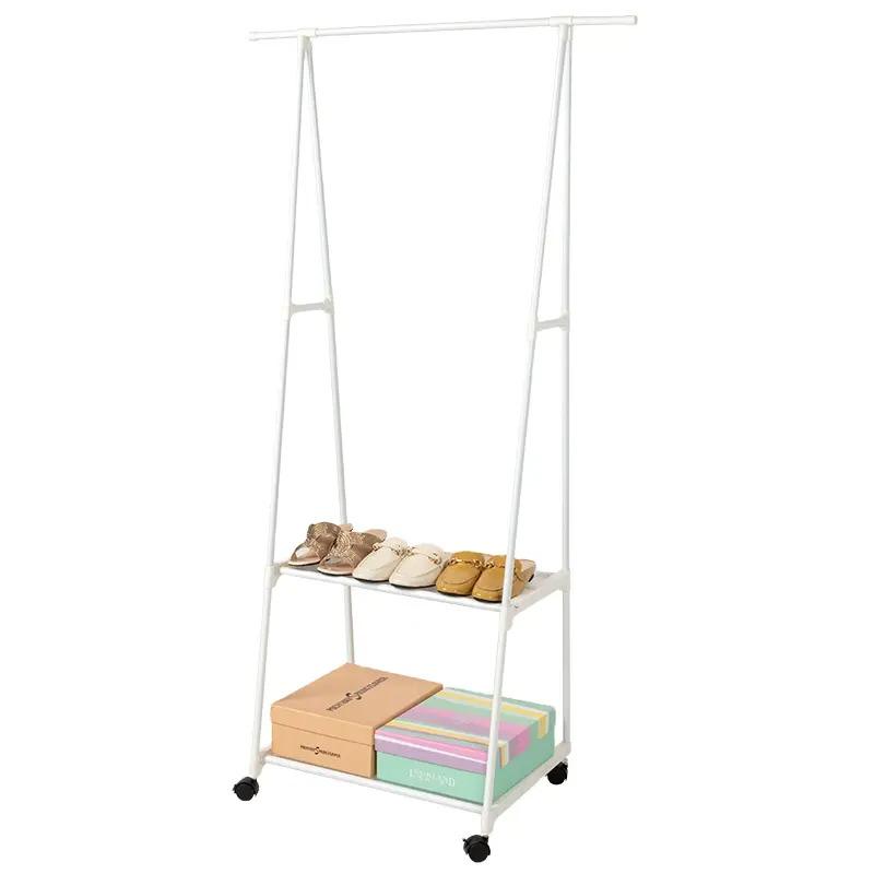 Вешалка для одежды напольная с полкой для обуви металлическая 151 см Белый - фото 4
