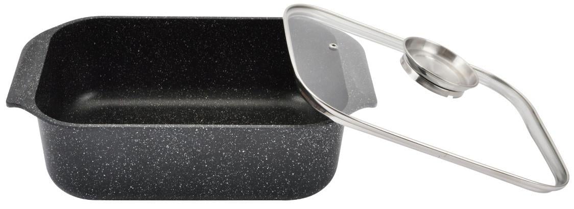 Каченята Edenberg прямокутна 5,1 л з мармуровим антипригарним покриттям і скляною кришкою (EB-4608)