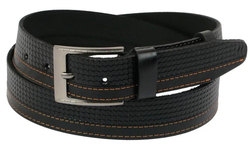 Ремень кожаный мужской Skipper 3,8 см Черный (super655_1121-38)