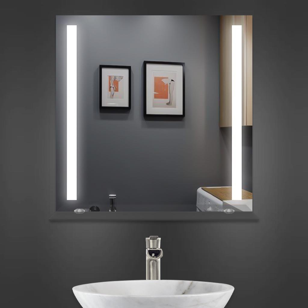 Зеркало Фиджи с LED подсветкой и полочкой 500х500 мм (10653125)