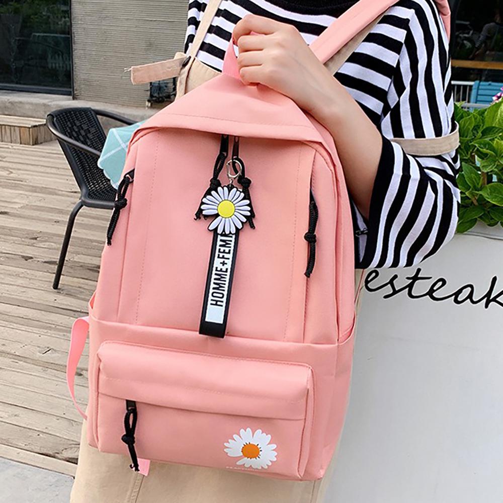 Школьный рюкзак для девочки Ромашка HOMME+FEMME 4в1 5-11 класс Розовый (27667946) - фото 4