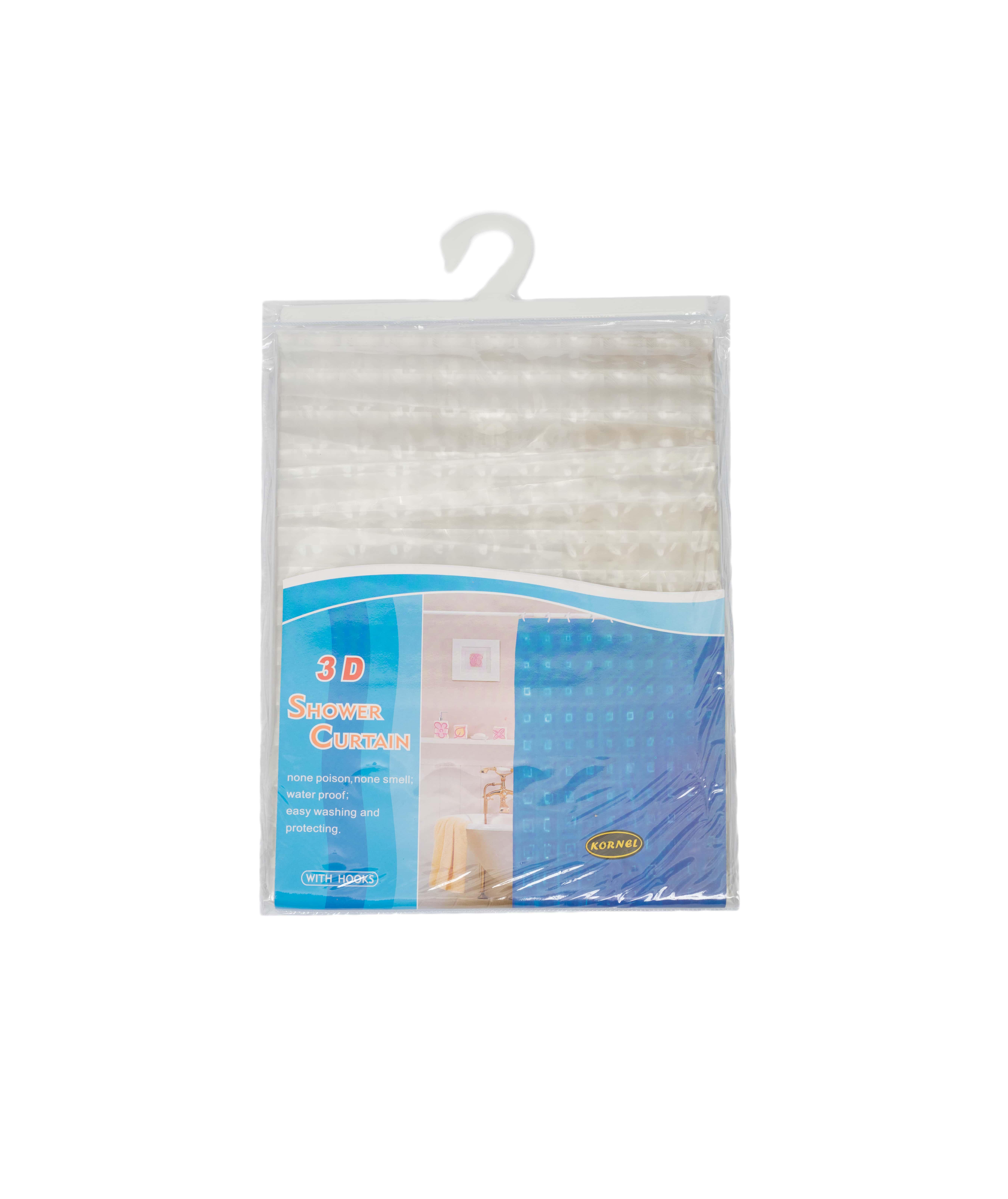 Шторка 3D для ванной комнаты 180х180 см Белый (KL-42)