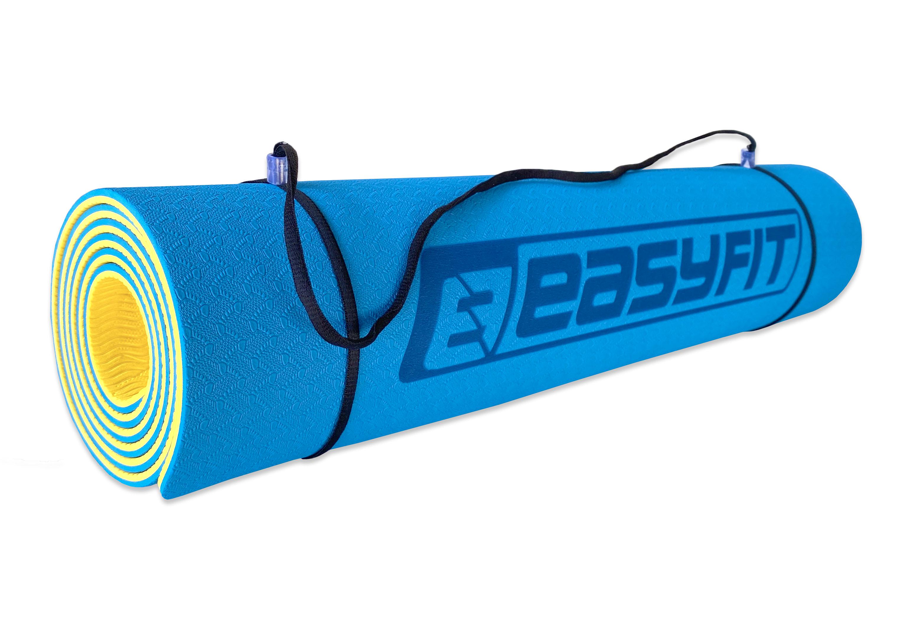 Килимок для йоги EasyFit TPE+TC із чохлом 183х61 см Синій/Жовтий (EF-TPE6sBEY) - фото 3