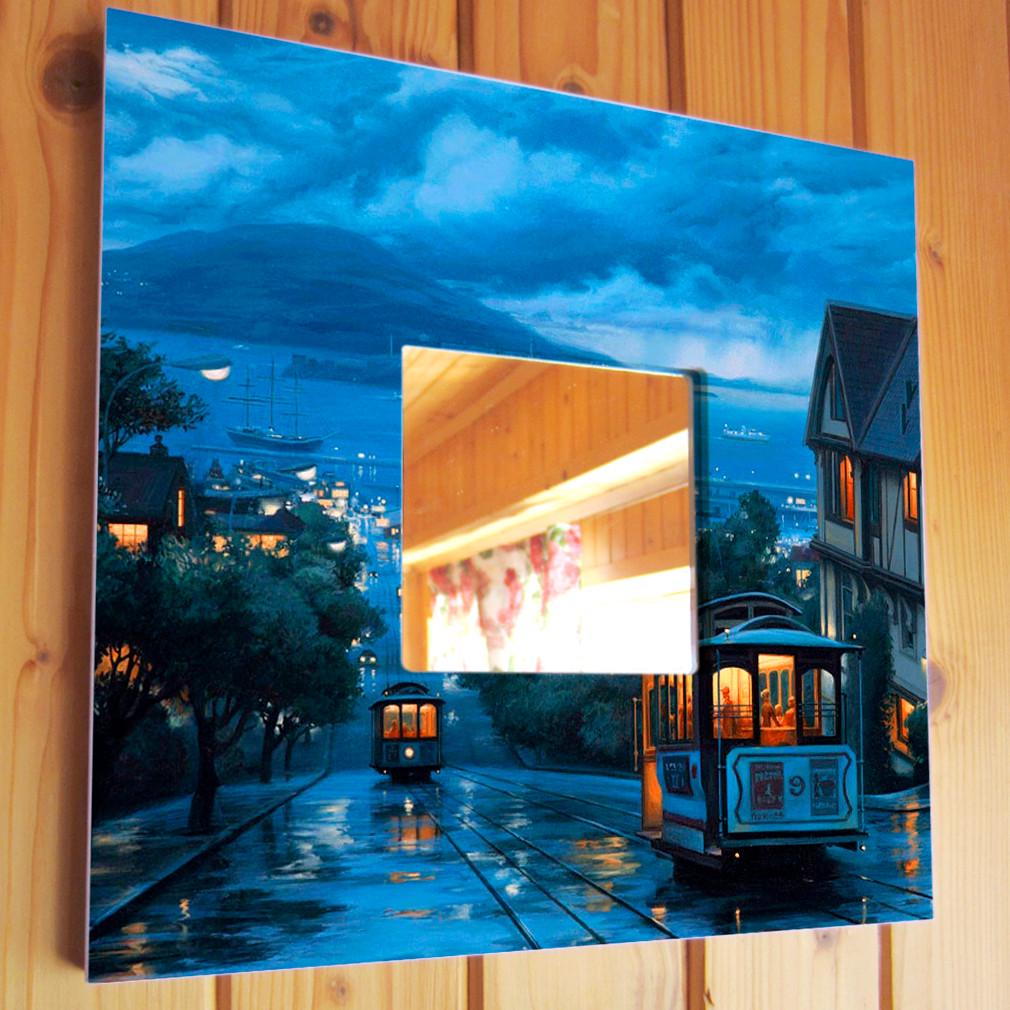 Зеркало декоративное Старый ночной Сан Франциско 260х260 мм (M03740)