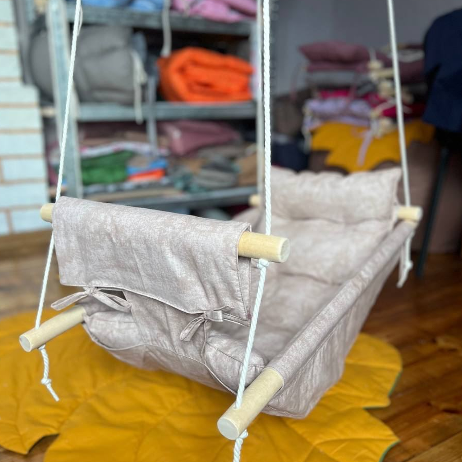 Дитяча гойдалка підвісна з бавовни Колиска Бежевий (gs-8513)