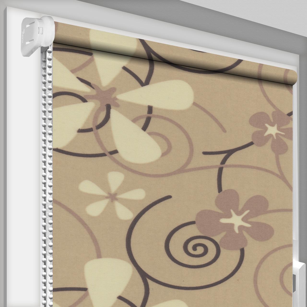 Рулонная штора DECO SHARM Цветы 5236-1 открытого типа 700х1700 мм Бежевый