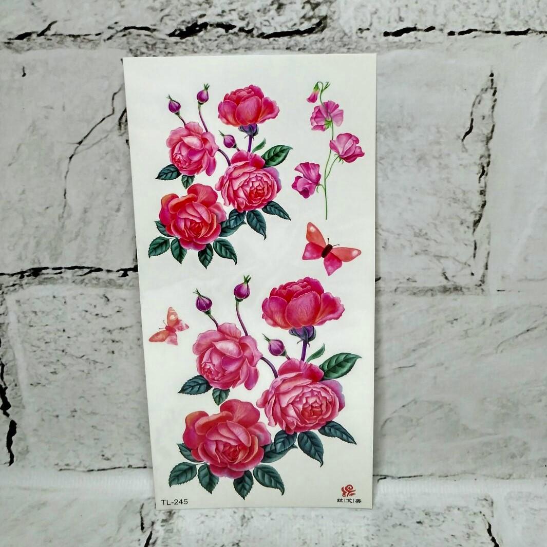 Тату временные Цветы лист 9x19 см (TL-245)