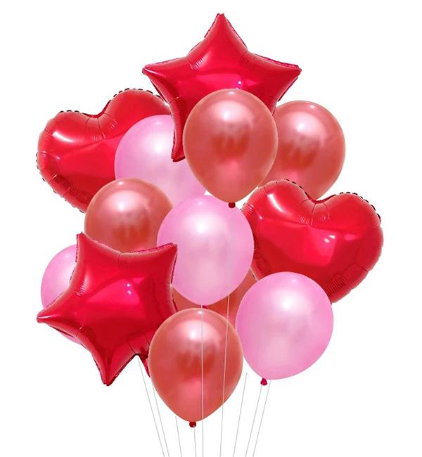 Воздушные шары mix 14 шт. Pink/Red