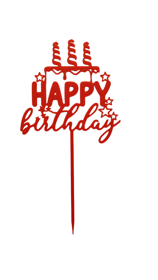 Топпер для торта Happy Birthday со свечами Красный (709)