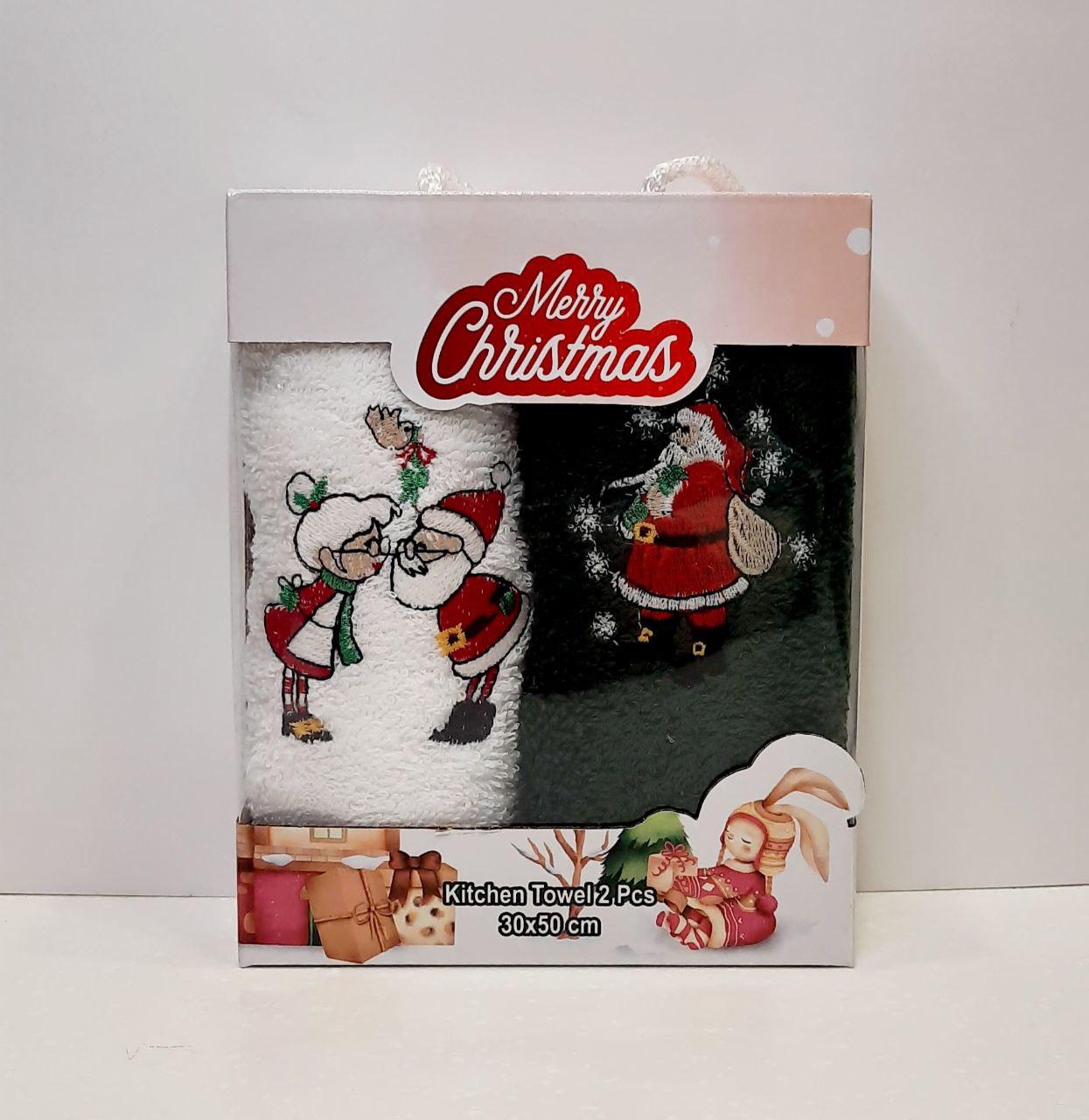 Салфетки для кухни Новый год 30х50 см 2 шт. Зеленый/Белый (14155)