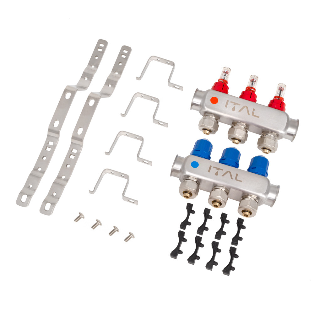 Колекторний блок з витратомірами ITAL HC1-03 3/4" Ek нержавіюча сталь (SQ-1047068) - фото 2