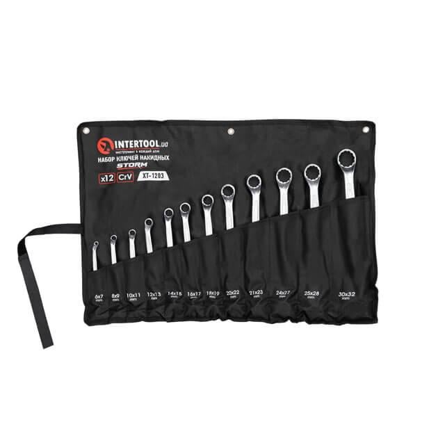 Набір накидних ключів Intertool XT-1203 CrV DIN838 6-32 мм 12 шт. (9381774)