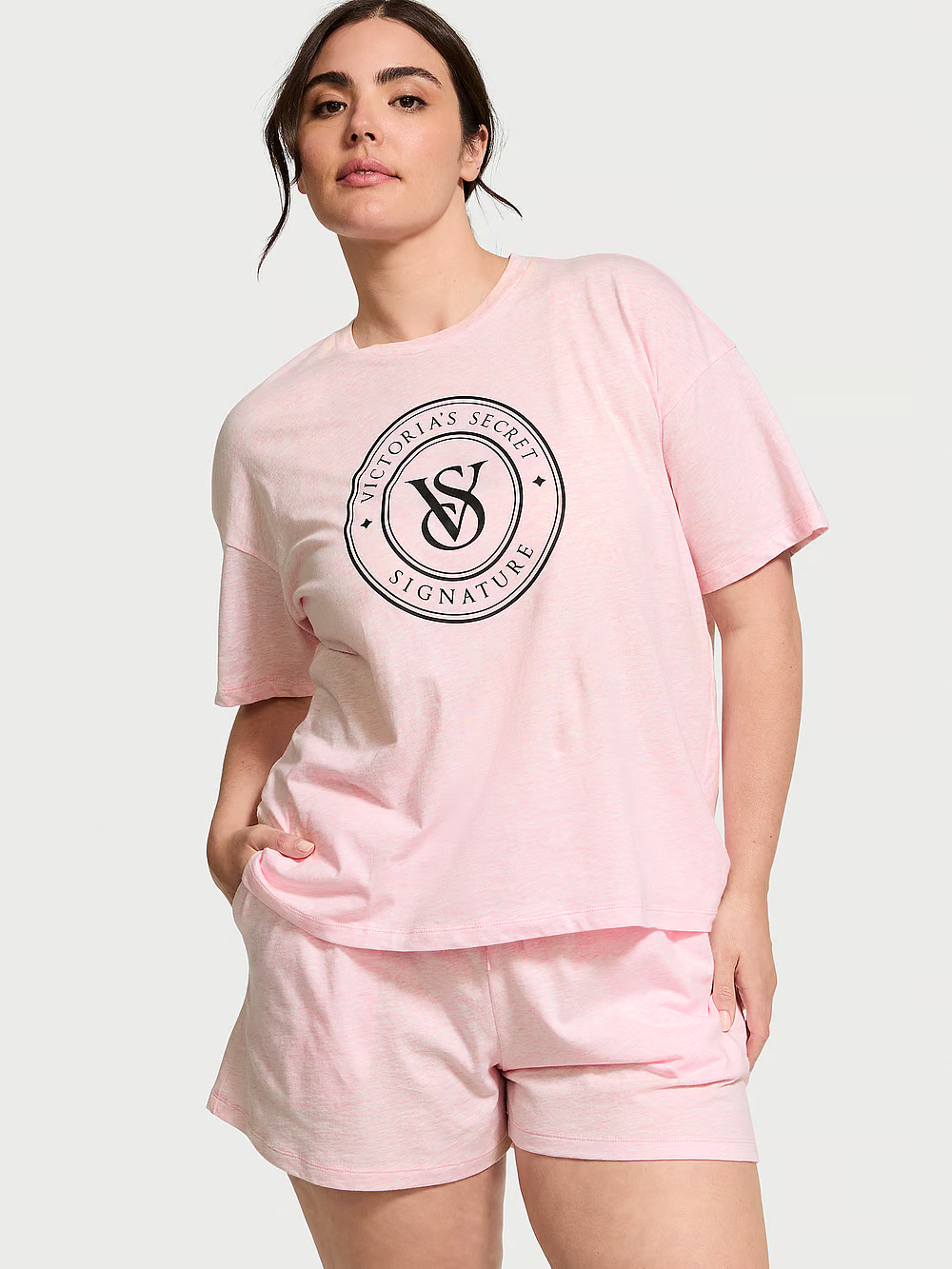 Піжама жіноча Victoria's Secret 100% Cotton Short Pajama Set бавовняна L Рожевий (21766669)