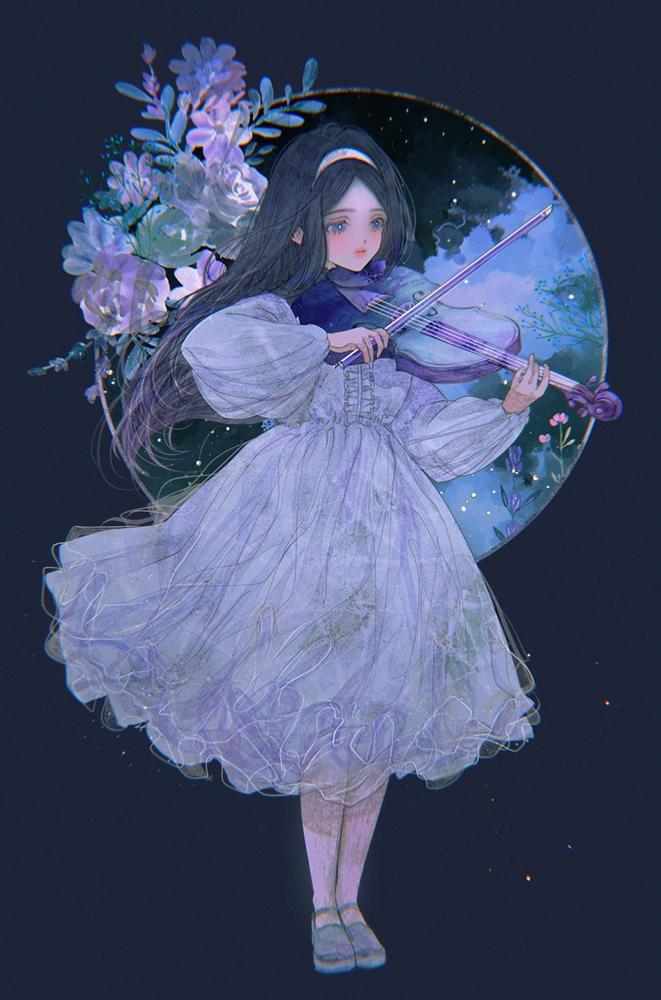 Алмазная мозаика Девушка со скрипкой DIY-FH106 полная выкладка 30x40 см (26590)