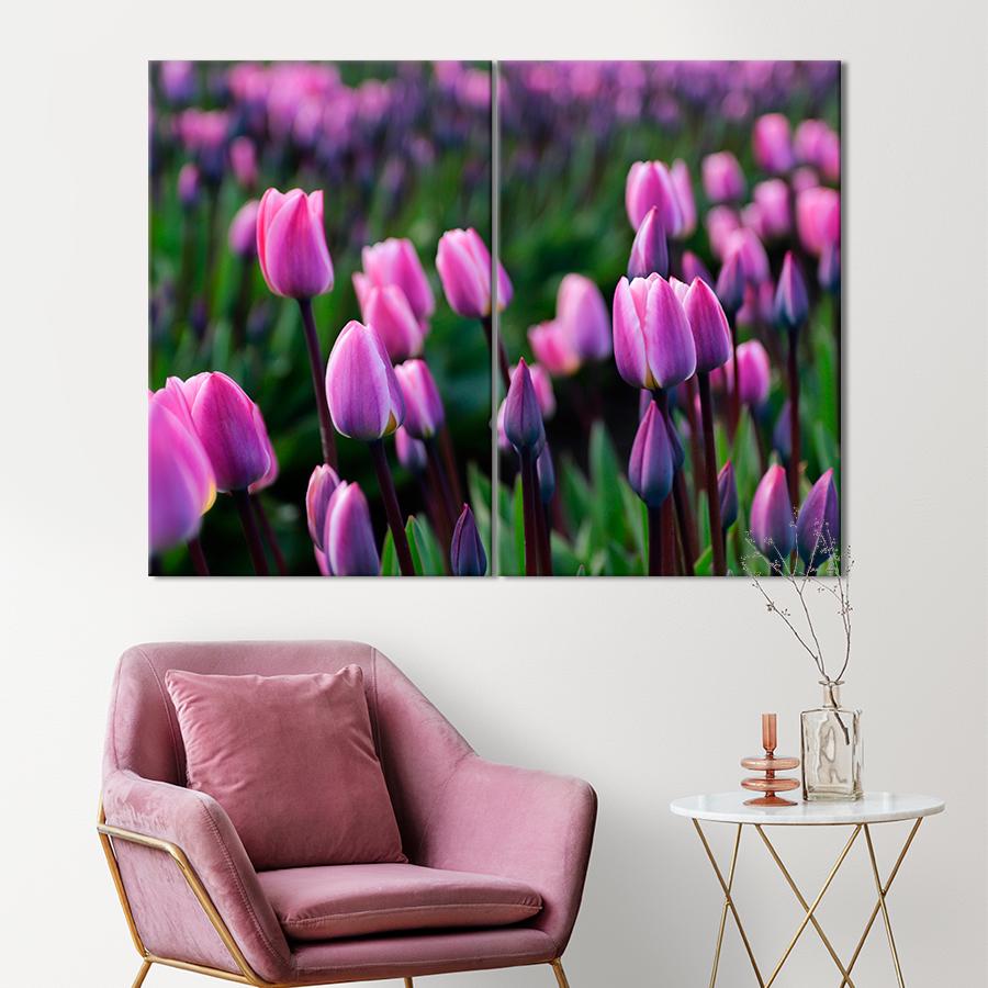 Картина цветы и растения Необычные фиолетовые тюльпаны 71x51 см (A1020-2)