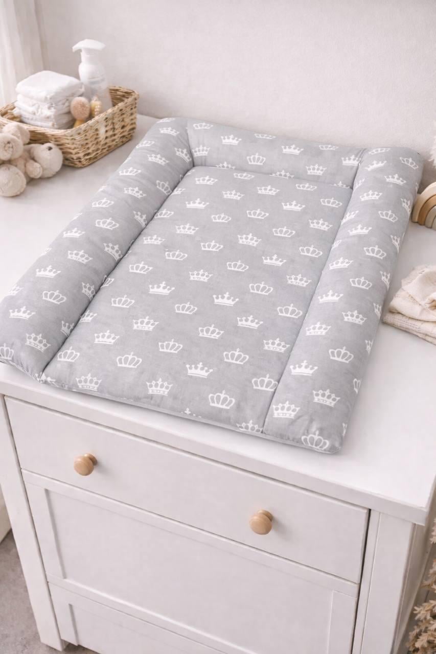 Матрас для пеленания BST с бортами синтепон съемный универсальный 70х55 см Серый/Белый (1875669103)