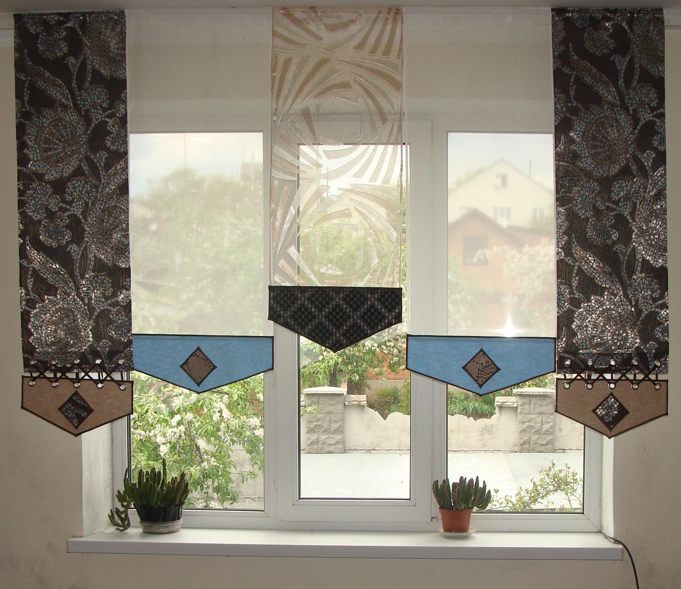 Комплект панельних фіранок Firanka Мозаїка 5 шт. карниз 200 см Блакитний з бежевим і шоколадним (13п) - фото 2 Комплект панельних фіранок Firanka Мозаїка 5 шт. карниз 200 см Блакитний з бежевим і шоколадним (13п) - фото 2