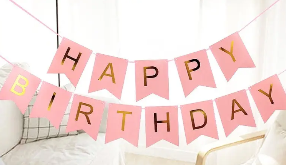Гирлянда флажки Happy Birthday One size Розовый (158900)