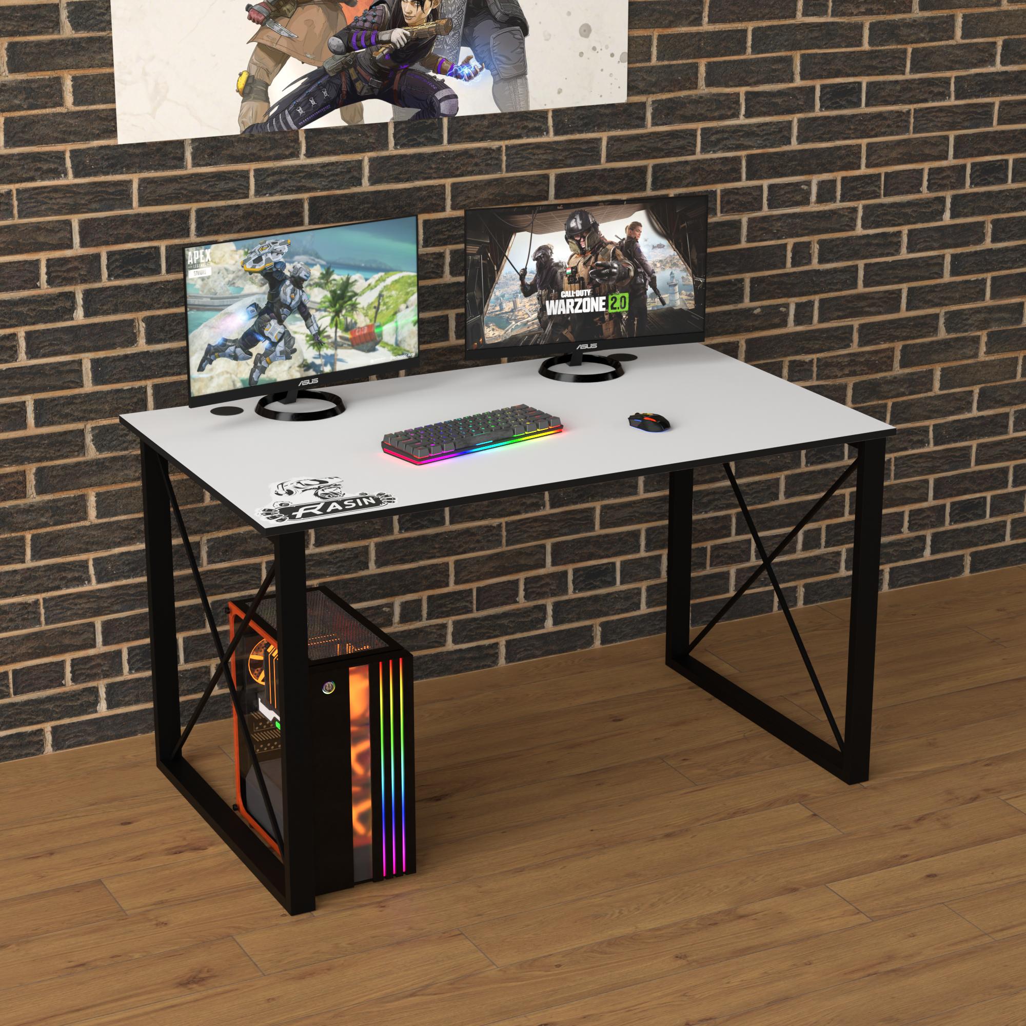 Стіл ігровий геймерський Лофт Zeus Rasin LOFT-21 метал/ламінована ДСП Білий