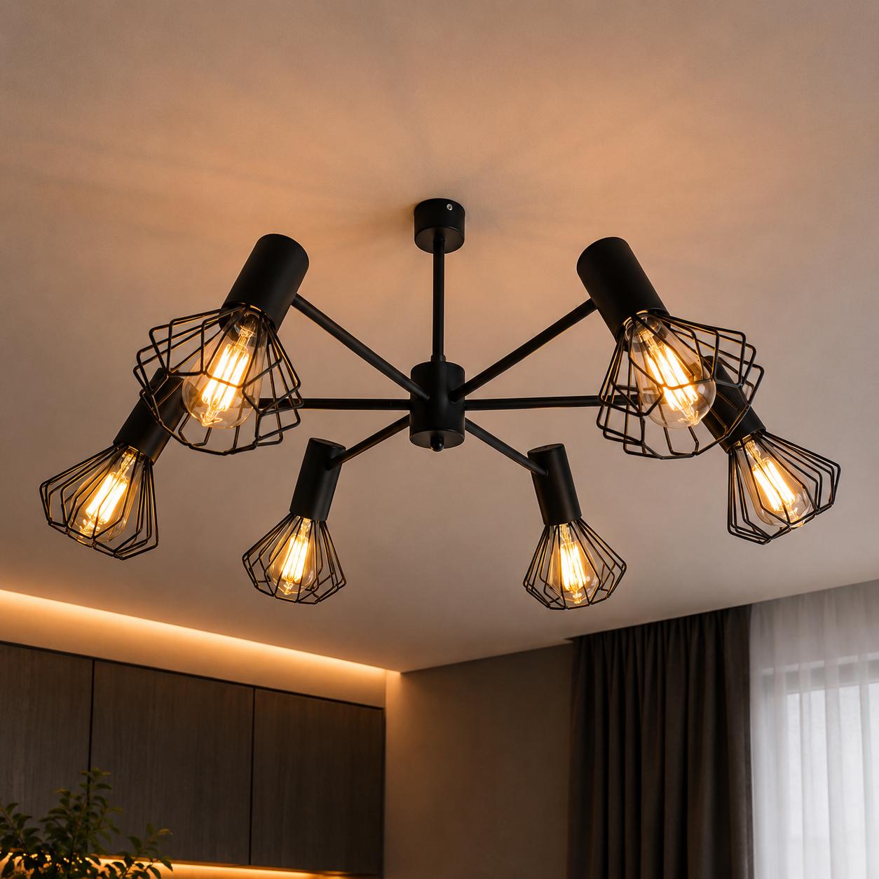 Люстра MSK ELECTRIC Diadem на шесть плафонов под лампу Е27 Черный (NL 22152-6 BK)