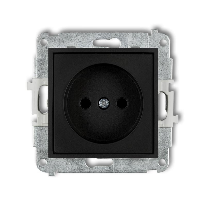 Розетка Karlik Mini без заземления с шторками Черный матовый (12MGP-1p)