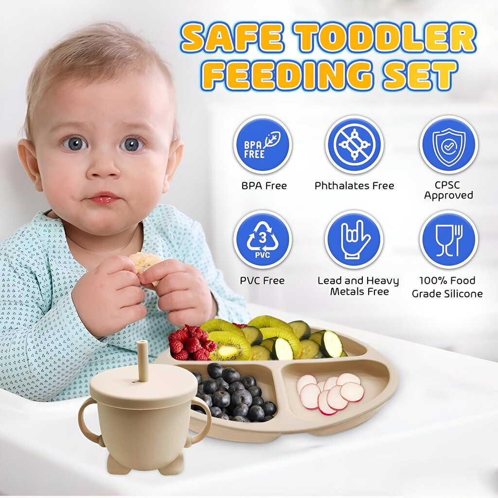 Набор детской посуды для кормления 10 предметов из силикона - фото 4 Набор детской посуды для кормления 10 предметов из силикона - фото 4