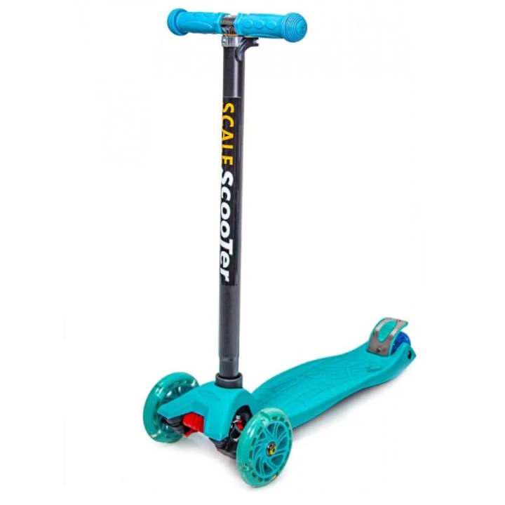 Самокат детский Maxi Military со светящимися колесами и алюминиевой рамой Бирюзовый