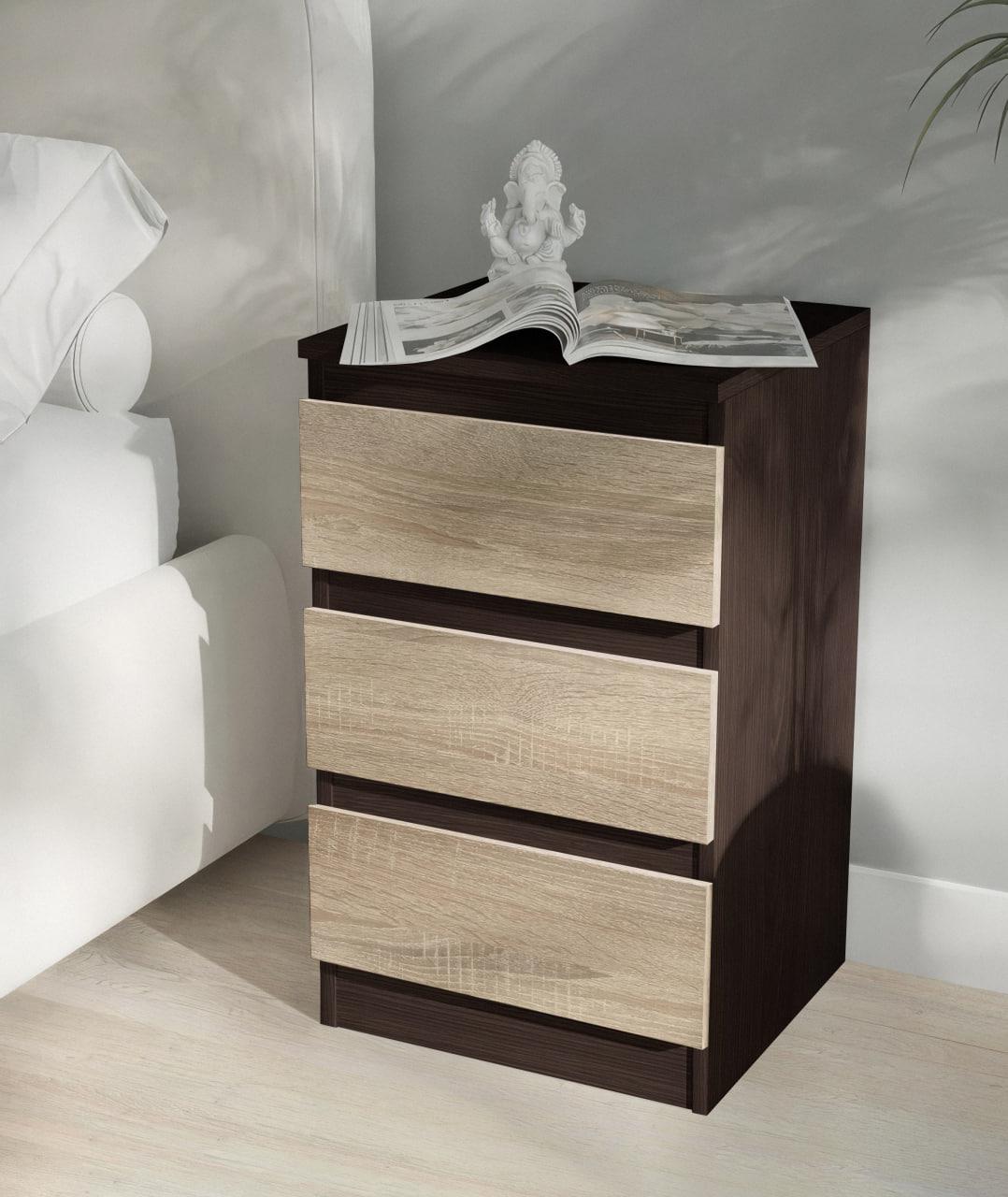Тумба приліжкова на 3 шухляди FT-216 400x398x758 мм Венге Магія/Дуб Сонома Тумба приліжкова на 3 шухляди FT-216 400x398x758 мм Венге Магія/Дуб Сонома