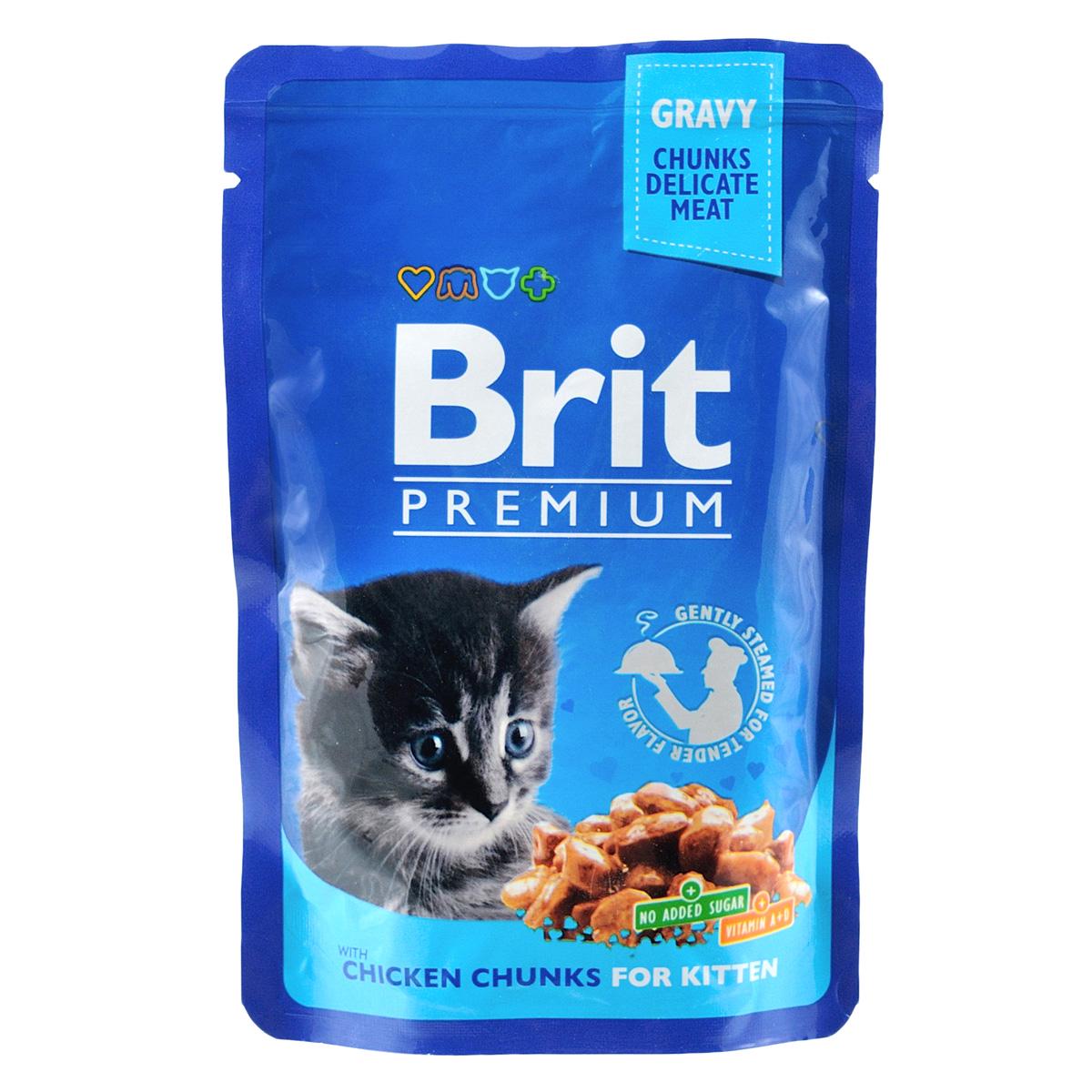 Корм влажный для котят Brit Premium Cat pouch пауч с курицей 100 г