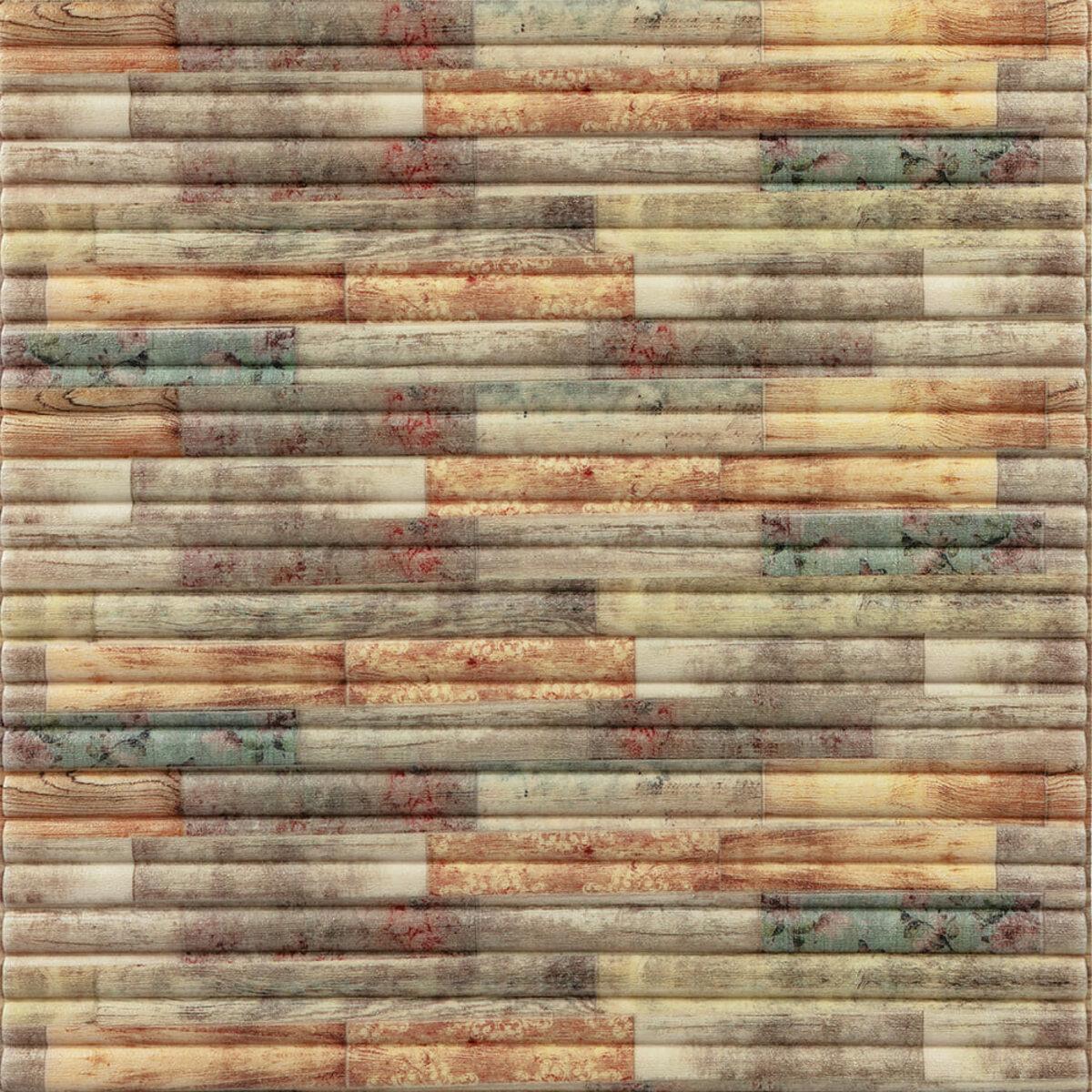 Панель 3D самоклеящаяся декоративная 700x700x8,5 мм Микс бамбук цветной (073 SW-00000090)