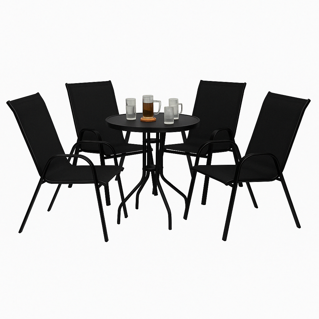 Комплект садовой мебели 4Points Como-4 круглый стол и 4 стула Черный