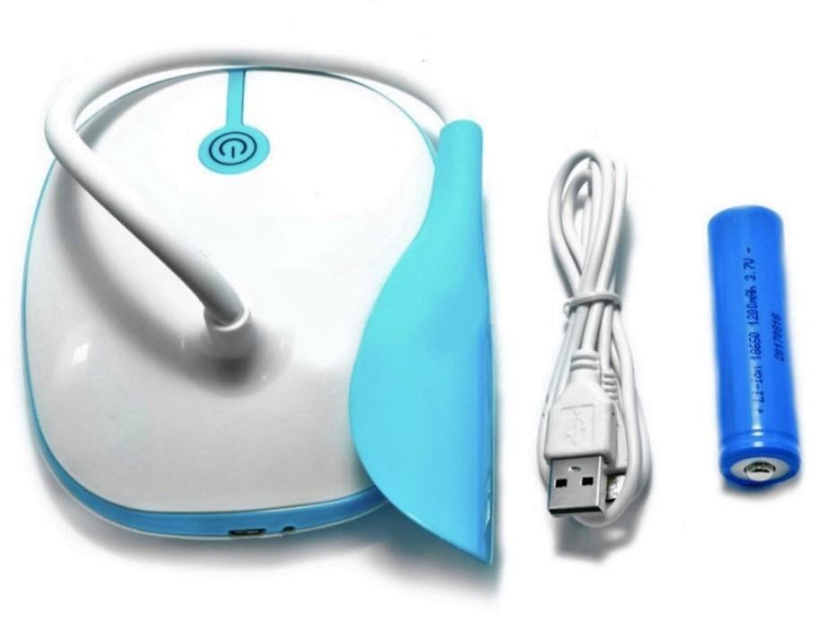 Настільна лампа JX 88O з акумулятором на гнучкій ніжці заряджання від USB Блакитний (2104618724) - фото 6