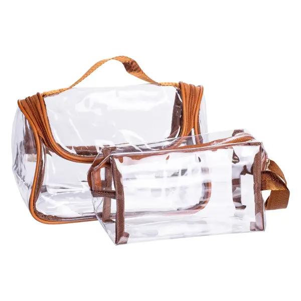 Набор косметичек Yiwu ПВХ на молнии 2 шт. Прозрачный (147-107-HP-16-3K)