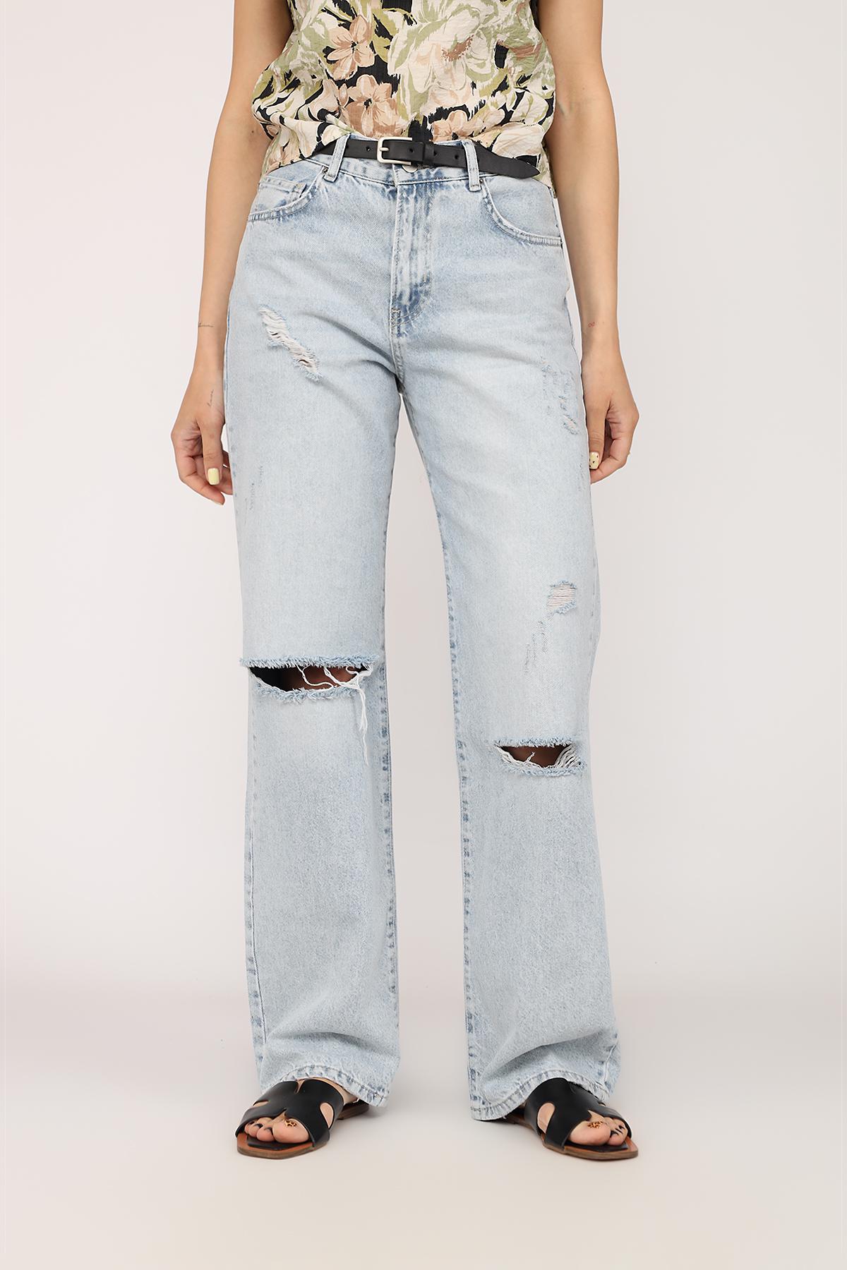 Джинсы женские Straight ЦБ-00271916 р. 52 Голубой (SKT001049866)