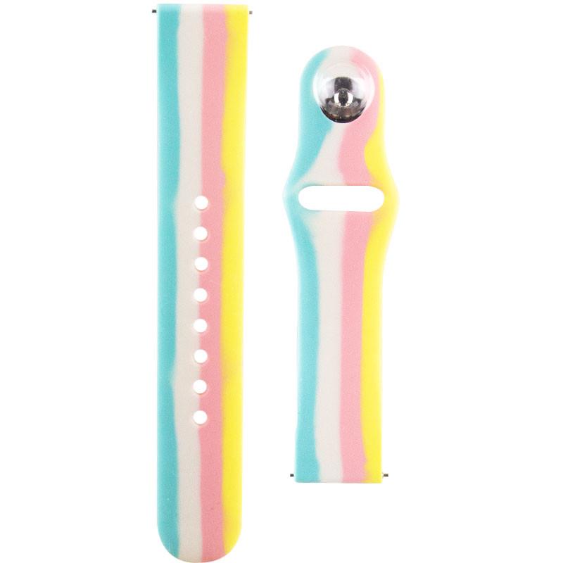 Ремінець силіконовий Rainbow для Xiaomi Amazfit/Samsung 20 мм Turquoise/Yellow